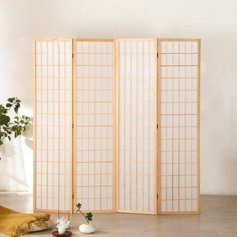 Bình Phong khung gỗ mặt canvas – Vách Ngăn Trang Trí Phong Cách Nhật Bản Tối Giản
