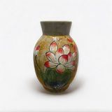  Bình men màu vẽ hoa bầu cổ cao - H21 