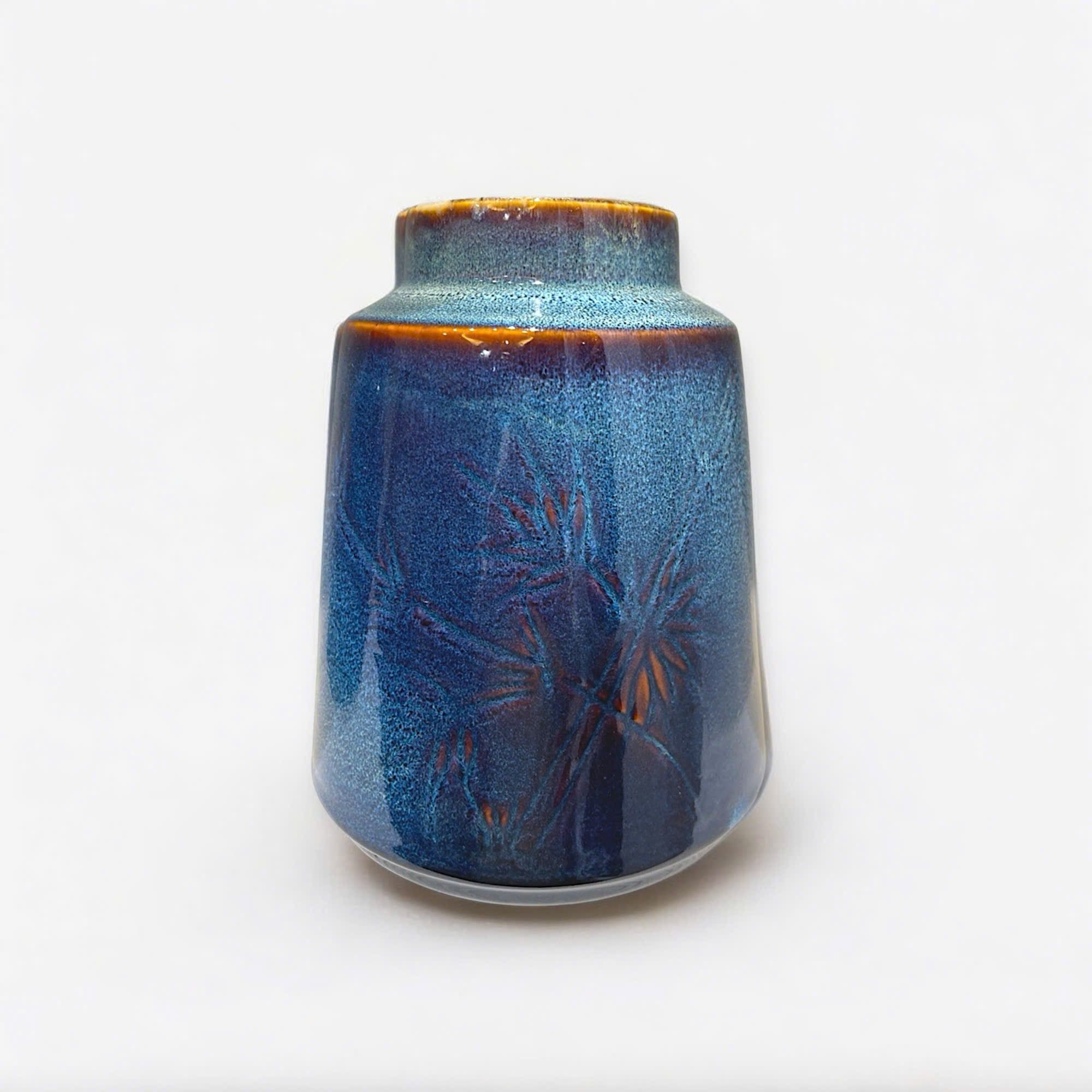  Bình trụ men lam khắc tre - H23 