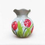  Bình men màu vẽ hoa tròn khía miệng loe hoa - H15 