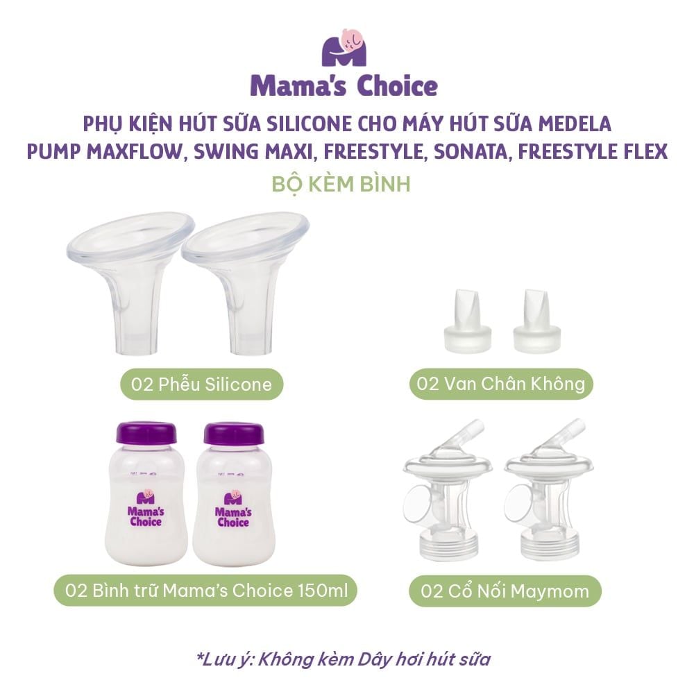 Bộ Phụ Kiện Hút Sữa Phễu Silicone Cho Máy Medela MaxFlow, Swing Maxi, Freestyle, Sonata, Freestyle Flex, Nhiều Size Phễu