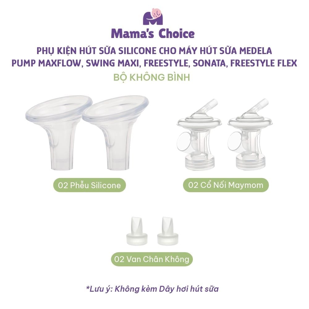 Bộ Phụ Kiện Hút Sữa Phễu Silicone Cho Máy Medela MaxFlow, Swing Maxi, Freestyle, Sonata, Freestyle Flex, Nhiều Size Phễu