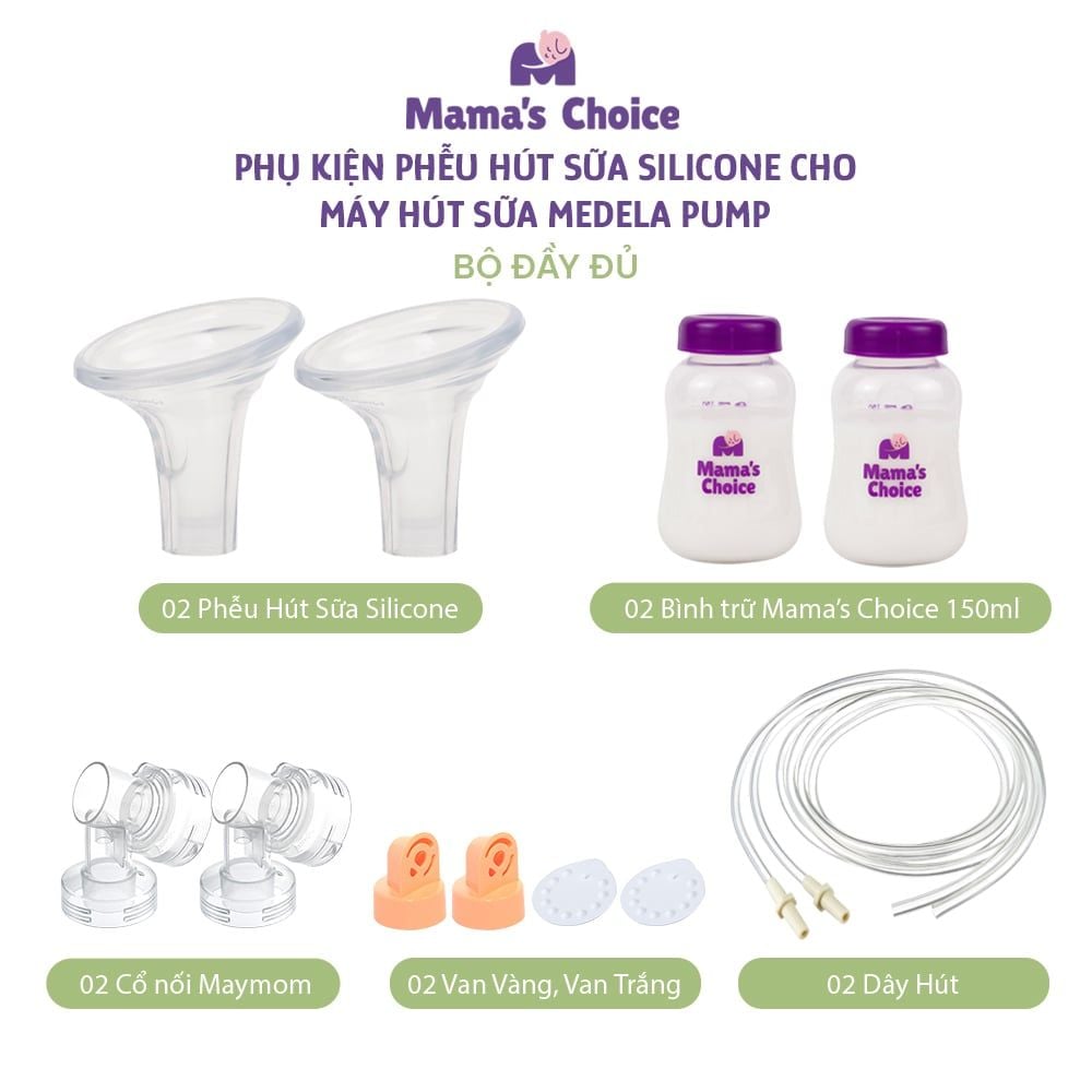 Bộ Phụ Kiện Hút Sữa Phễu Silicone Dùng Cho Máy Medela Pump In Style Advanced, Kiểm Định An Toàn, Hút Sữa Êm Ái Hiệu Quả