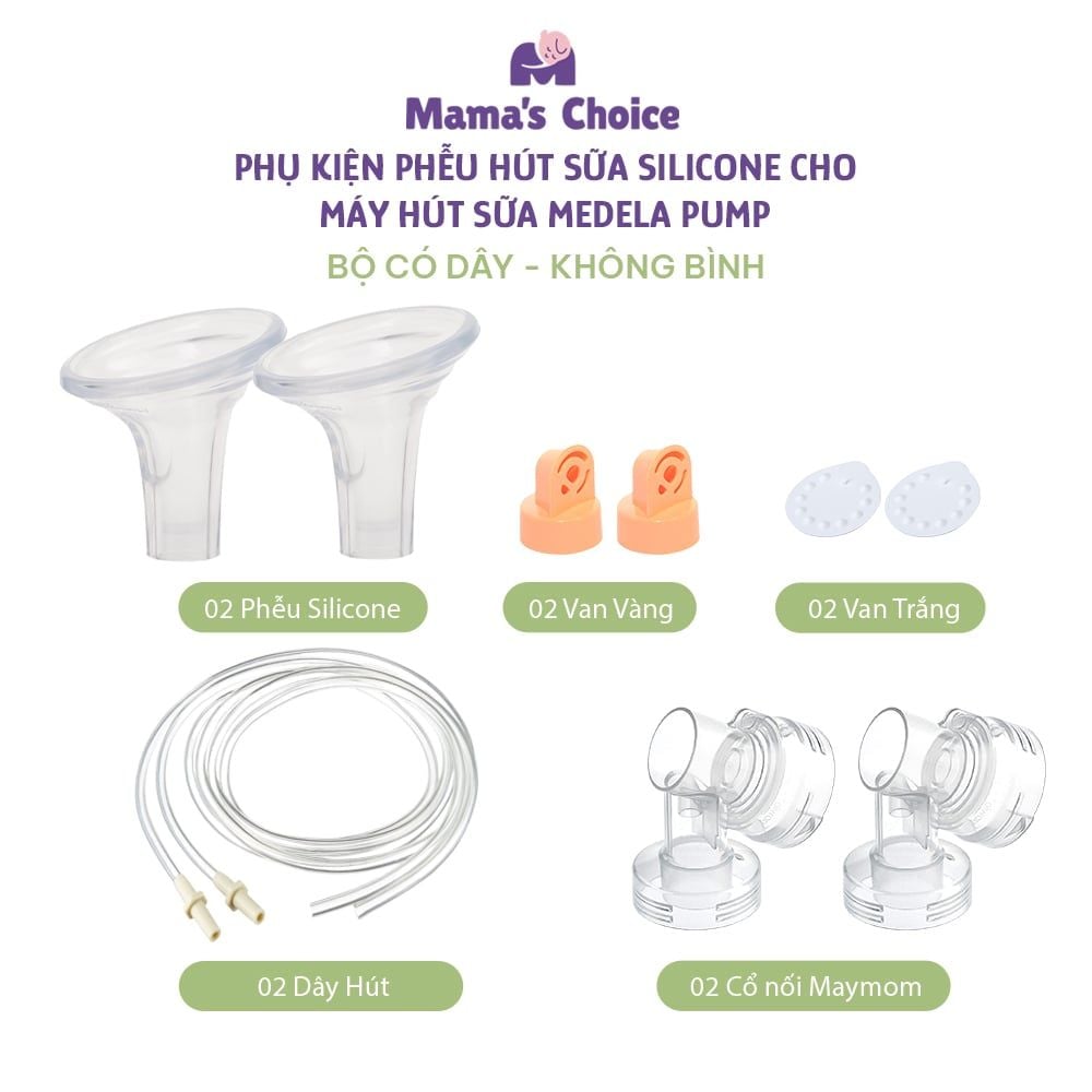 Bộ Phụ Kiện Hút Sữa Phễu Silicone Dùng Cho Máy Medela Pump In Style Advanced, Kiểm Định An Toàn, Hút Sữa Êm Ái Hiệu Quả