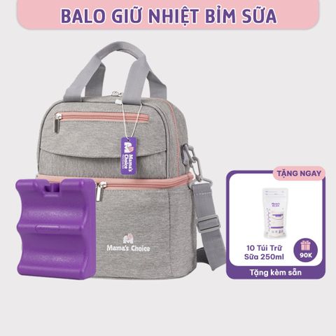 Balo Bỉm Sữa Giữ Nhiệt Mama’s Choice Đa Năng, Giữ Nhiệt Bình Sữa, Đựng Đồ Cho Mẹ Bé, Thiết Kế 2 Tầng, Chất Liệu Cao Cấp