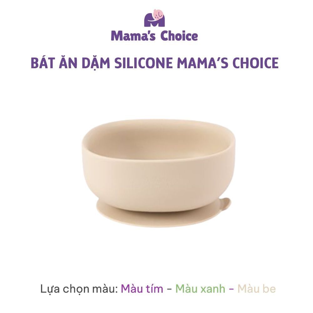 Bộ Ăn Dặm Cho Bé Thương Hiệu Mama's Choice, Combo Bát-Khay-Yếm-Thìa-Cốc Silicone Cao Cấp