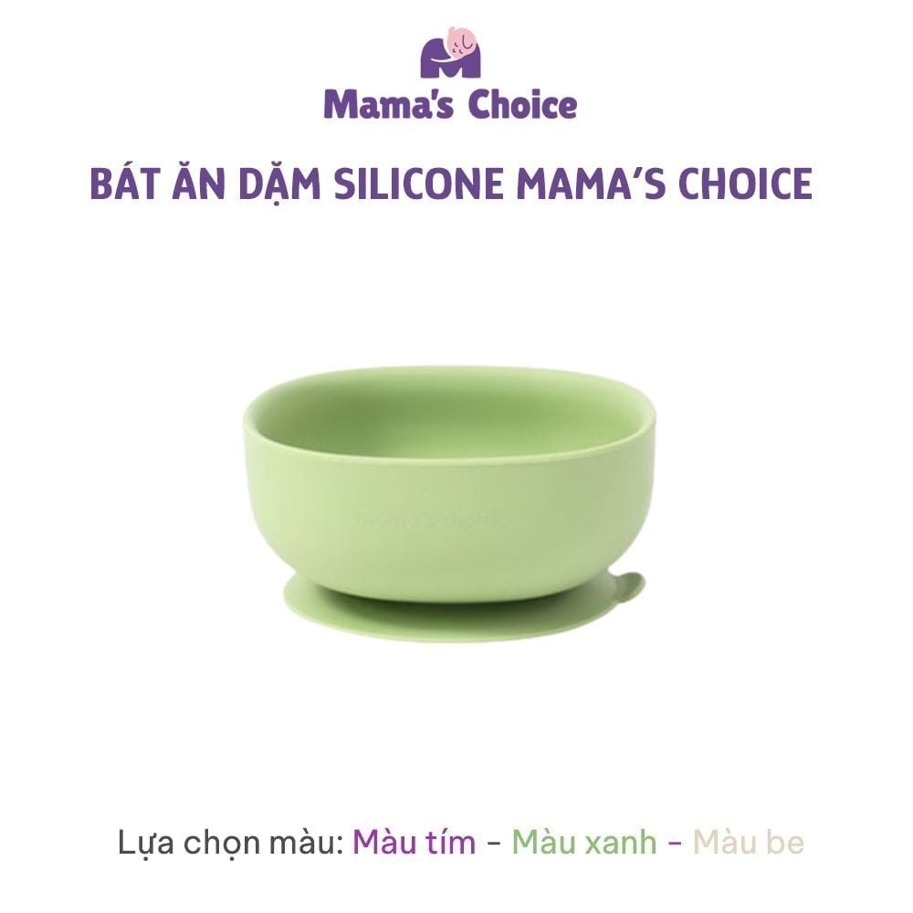 Bộ Ăn Dặm Cho Bé Thương Hiệu Mama's Choice, Combo Bát-Khay-Yếm-Thìa-Cốc Silicone Cao Cấp
