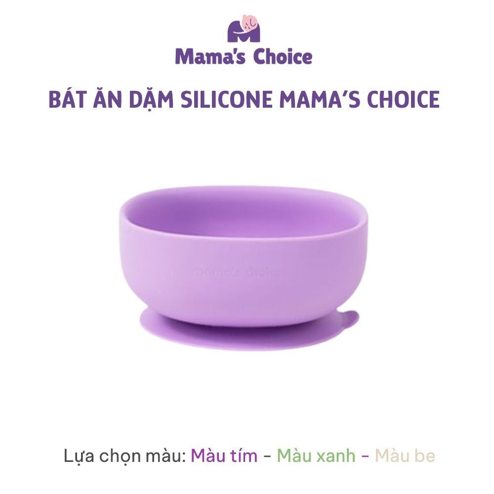 Bộ Ăn Dặm Cho Bé Thương Hiệu Mama's Choice, Combo Bát-Khay-Yếm-Thìa-Cốc Silicone Cao Cấp