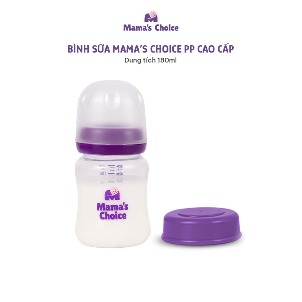 Bình Sữa Cổ Rộng PP Mama’s Choice 180ml 240ml, Núm Ti Siêu Mềm Mô Phỏng Núm Ti Mẹ, Kết Hợp Van Chống Sặc An Toàn