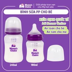 Bình Sữa Cổ Rộng PP Mama’s Choice 180ml 240ml, Núm Ti Siêu Mềm Mô Phỏng Núm Ti Mẹ, Kết Hợp Van Chống Sặc An Toàn