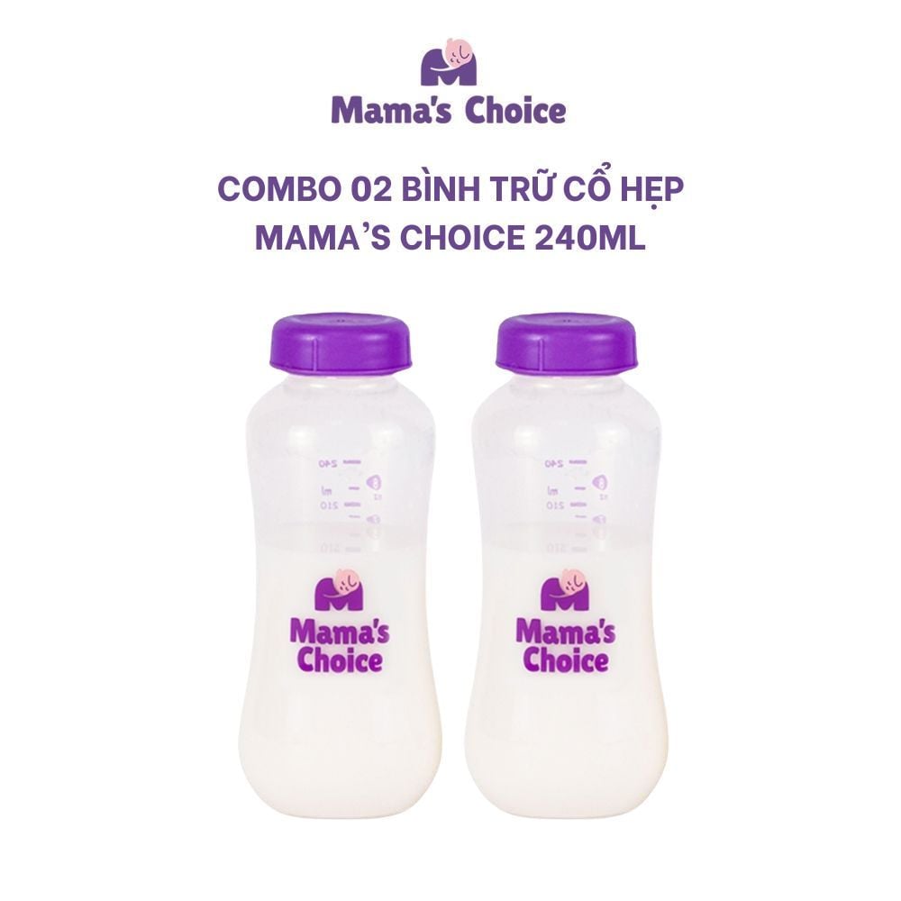 Bình Trữ Sữa Cổ Hẹp Mama's Choice 150ml–240ml, Bình Đựng Sữa Tương Thích Máy Hút Sữa Medela, Unimom, Real Bubee, Ameda