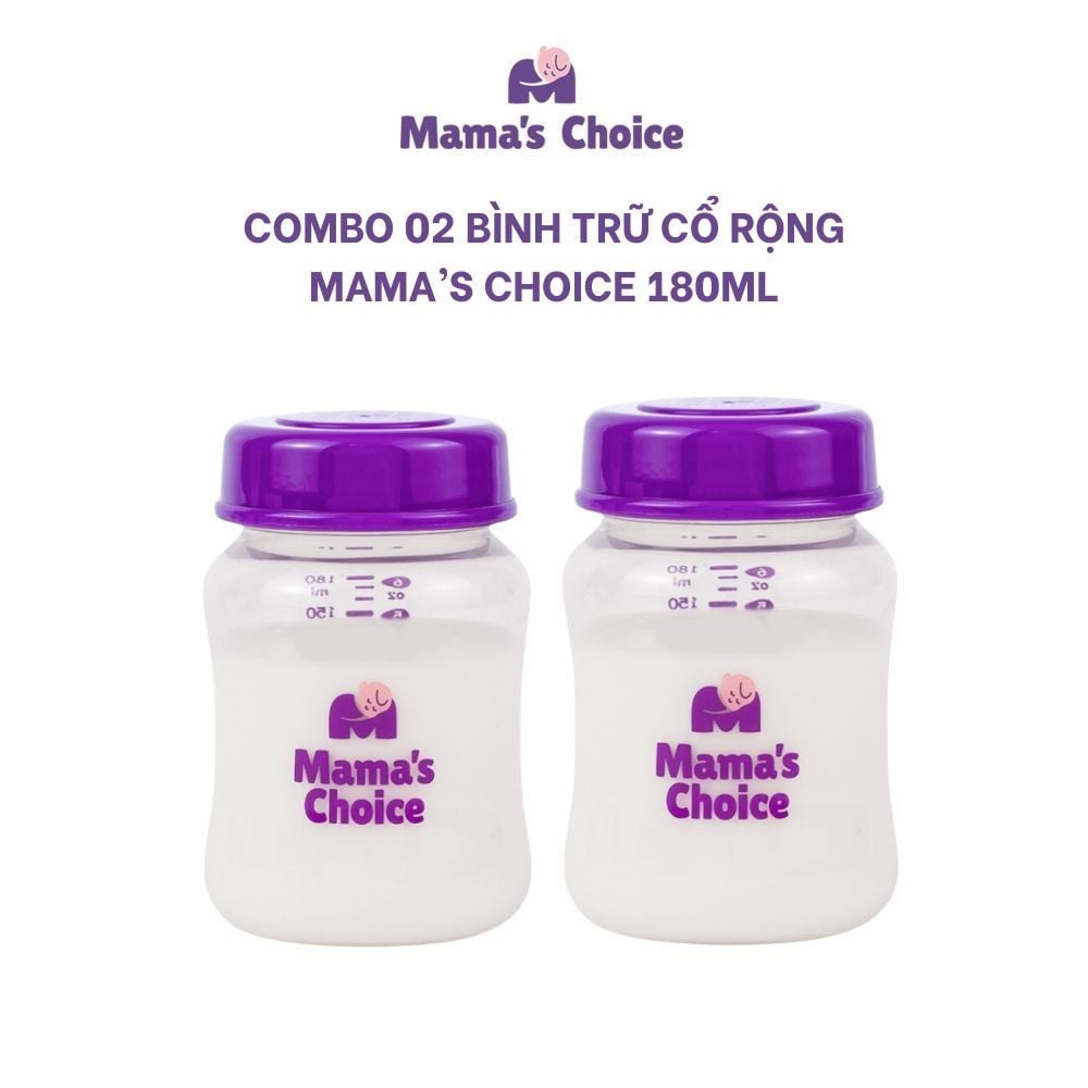 Bình Trữ Sữa Cổ Rộng Mama's Choice 180ml–240ml, Tương Thích Máy Hút Sữa Spectra, Avent, Fatz, Rozabi, Cimilre, BioHealth