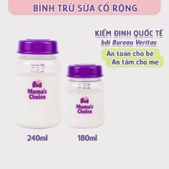Bình Trữ Sữa Cổ Rộng Mama's Choice 180ml–240ml, Tương Thích Máy Hút Sữa Spectra, Avent, Fatz, Rozabi, Cimilre, BioHealth