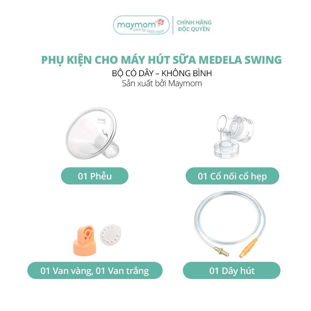 Bộ Phụ Kiện Máy Hút Sữa Medela Swing Thương Hiệu Maymom, Phễu Size Từ 10-32mm