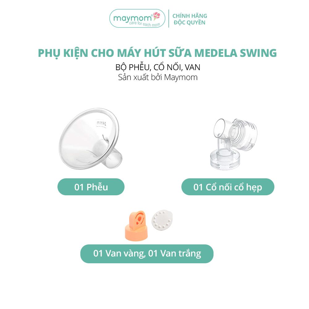 Bộ Phụ Kiện Máy Hút Sữa Medela Swing Thương Hiệu Maymom, Phễu Size Từ 10-32mm