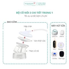Cổ Nối Máy Hút Sữa Cổ Rộng 3 Chi Tiết Thương Hiệu Maymom, Tương Thích Máy Spectra, Avent, Fazt, Rozabi