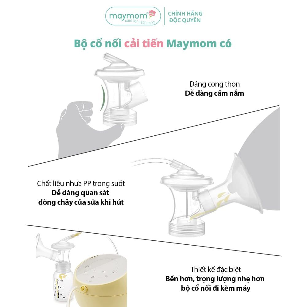 Cổ Nối Máy Hút Sữa Medela 5 Chi Tiết Thương Hiệu Maymom, Tương Thích Máy Medela MaxFlow, Freestyle, SwingMaxi, Sonata