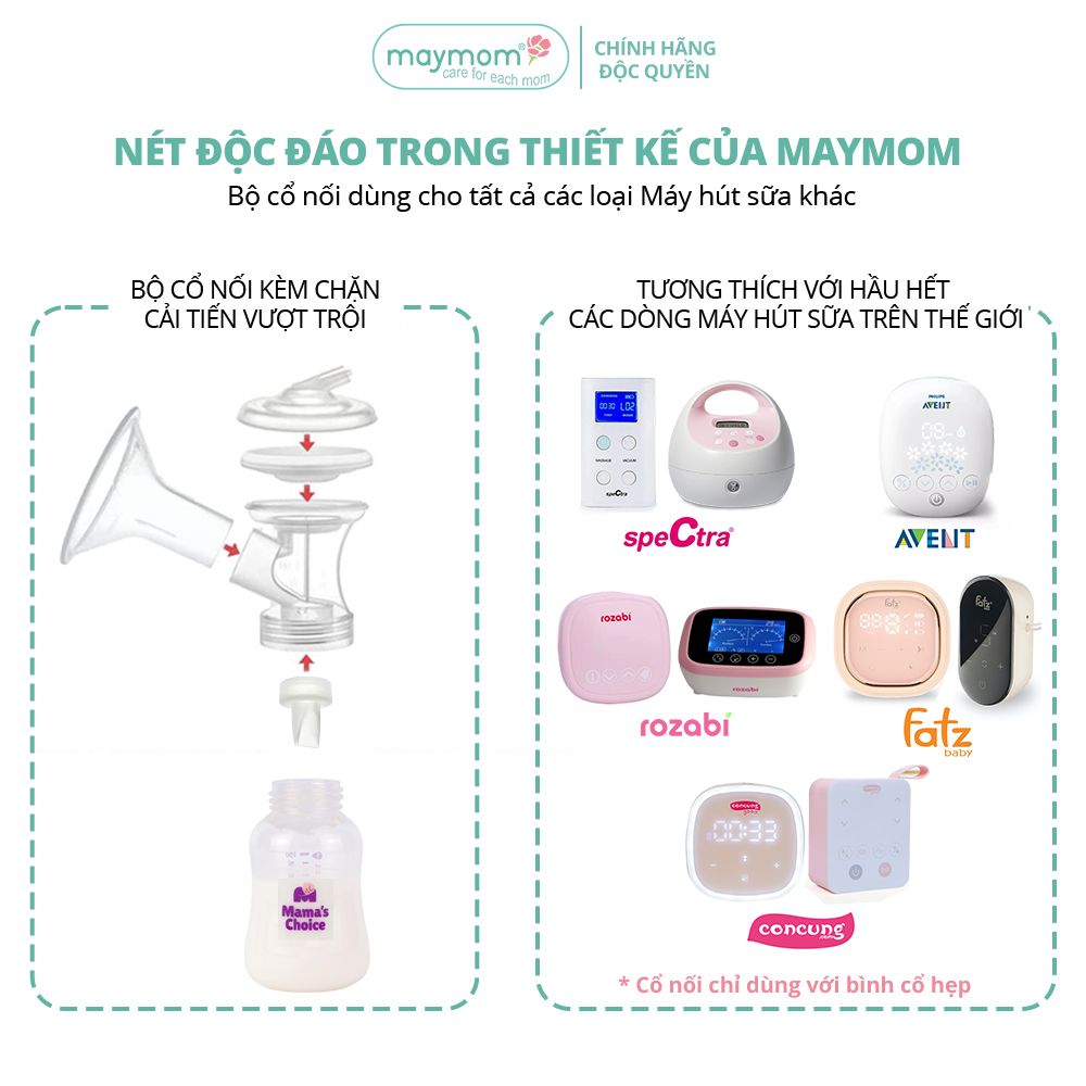 Cổ Nối Máy Hút Sữa Medela 5 Chi Tiết Thương Hiệu Maymom, Tương Thích Máy Medela MaxFlow, Freestyle, SwingMaxi, Sonata