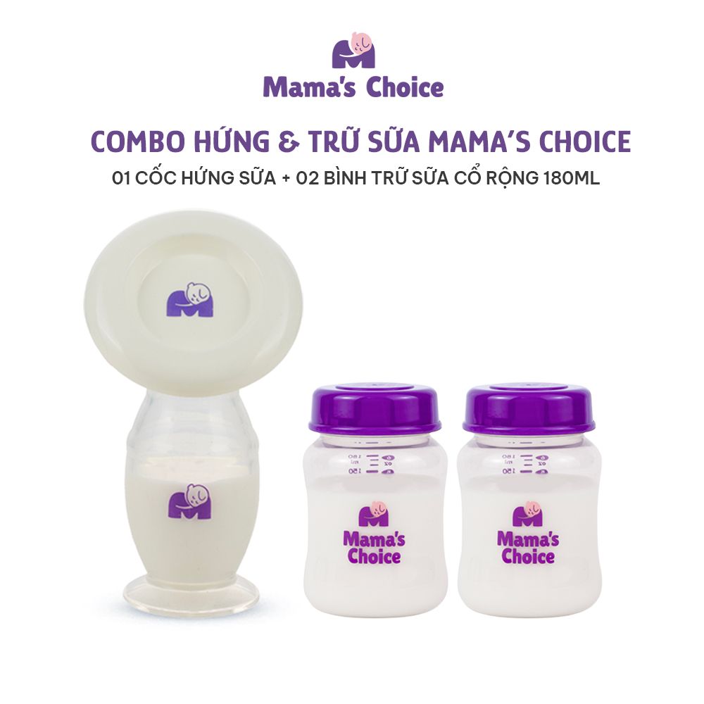 Cốc Hứng Sữa Bình Trữ Sữa Mama's Choice, Combo Hứng Sữa Trữ Sữa Tiện Lợi Cho Mẹ, Kiểm Định An Toàn Cho Bé