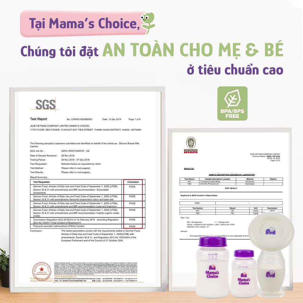 Cốc Hứng Sữa Bình Trữ Sữa Mama's Choice, Combo Hứng Sữa Trữ Sữa Tiện Lợi Cho Mẹ, Kiểm Định An Toàn Cho Bé