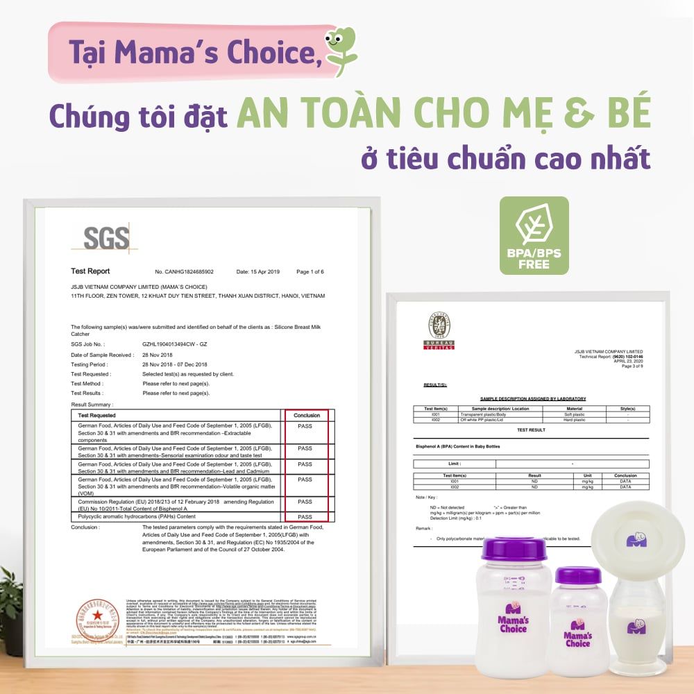 Cốc Hứng Sữa Bình Trữ Sữa Mama's Choice, Combo Hứng Sữa Trữ Sữa Tiện Lợi Cho Mẹ, Kiểm Định An Toàn Cho Bé