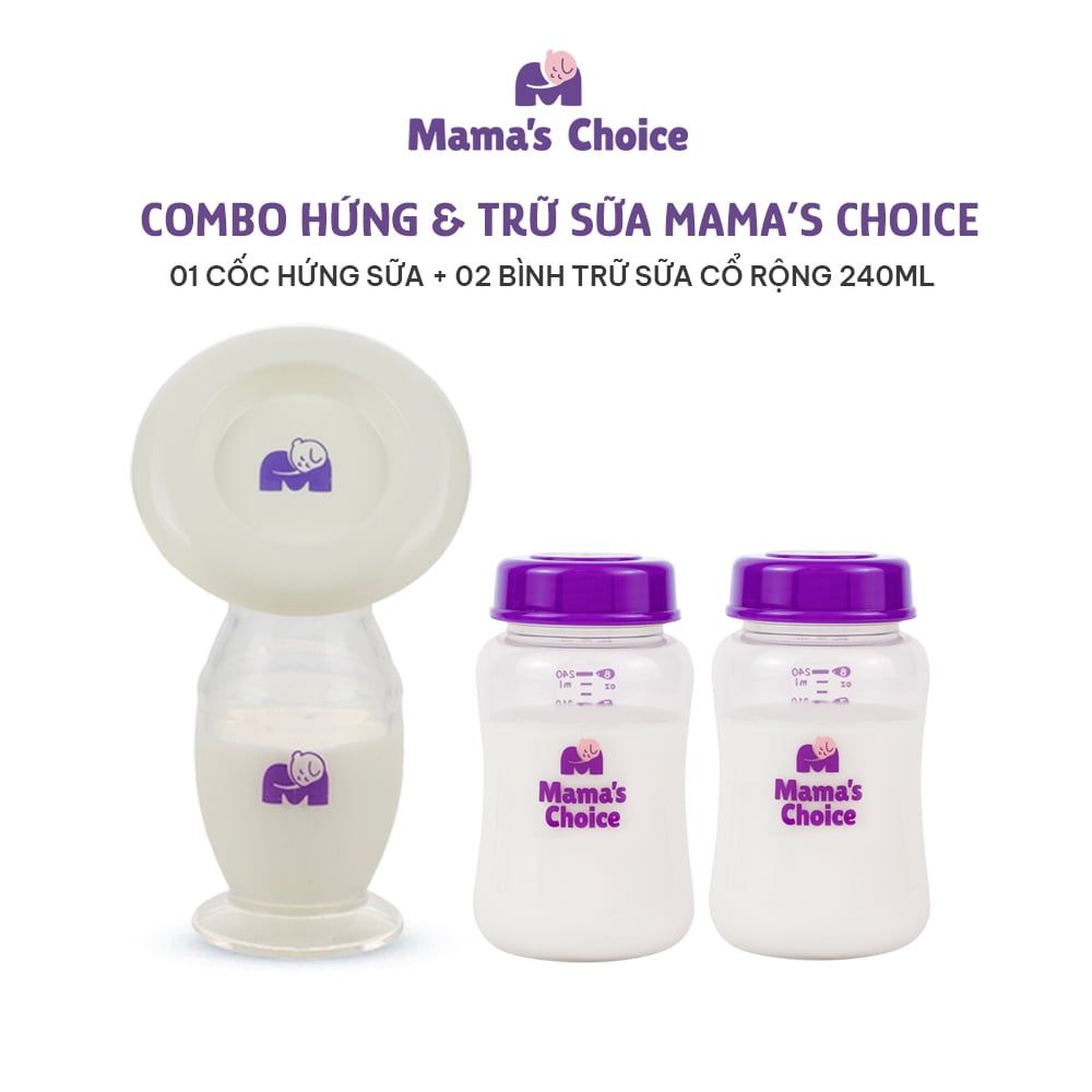 Cốc Hứng Sữa Bình Trữ Sữa Mama's Choice, Combo Hứng Sữa Trữ Sữa Tiện Lợi Cho Mẹ, Kiểm Định An Toàn Cho Bé