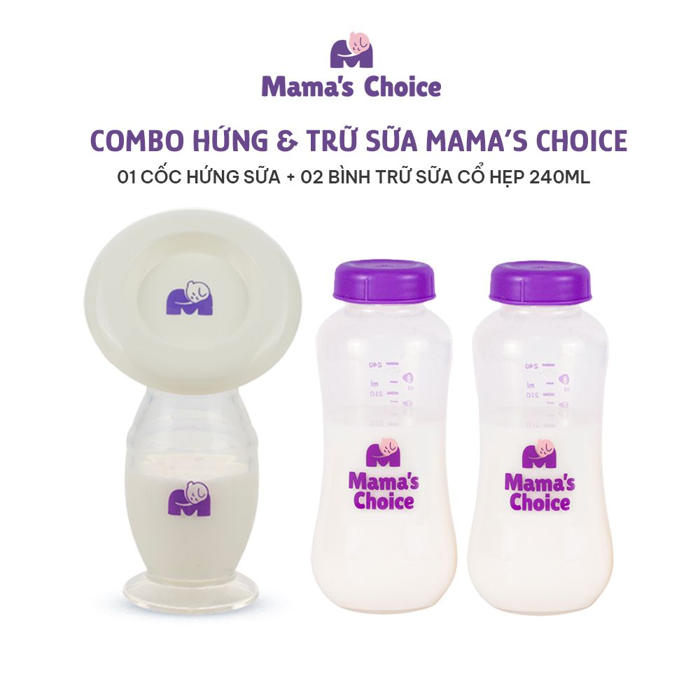 Cốc Hứng Sữa Bình Trữ Sữa Mama's Choice, Combo Hứng Sữa Trữ Sữa Tiện Lợi Cho Mẹ, Kiểm Định An Toàn Cho Bé