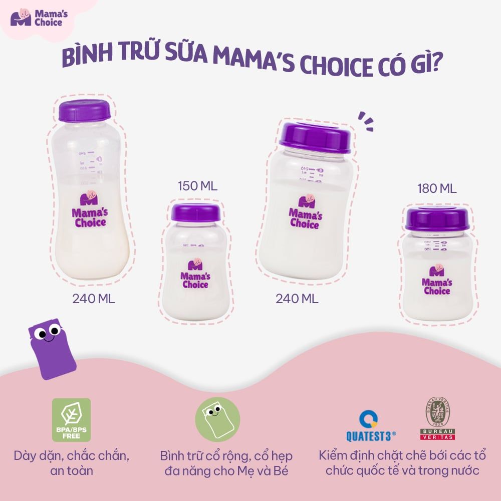 Cốc Hứng Sữa Bình Trữ Sữa Mama's Choice, Combo Hứng Sữa Trữ Sữa Tiện Lợi Cho Mẹ, Kiểm Định An Toàn Cho Bé