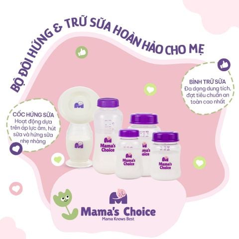Cốc Hứng Sữa Bình Trữ Sữa Mama's Choice, Combo Hứng Sữa Trữ Sữa Tiện Lợi Cho Mẹ, Kiểm Định An Toàn Cho Bé