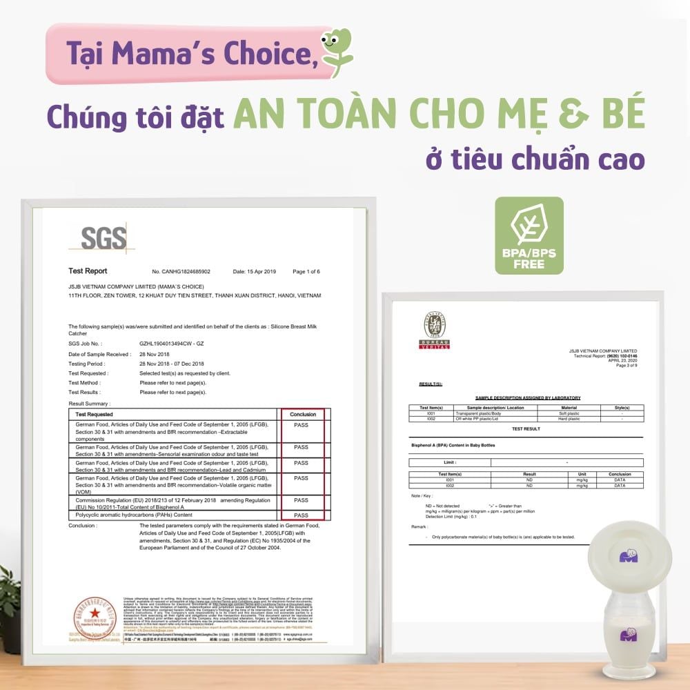Cốc Hứng Sữa Mama's Choice, Hút Sữa Rảnh Tay, 100% Silicone An Toàn