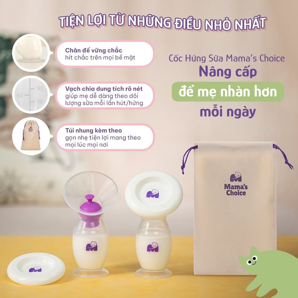 Cốc Hứng Sữa Mama’s Choice, Hút Sữa Rảnh Tay, Chất Liệu Silicone Cao Cấp, Chứng Nhận An Toàn FDA (1 Cốc)