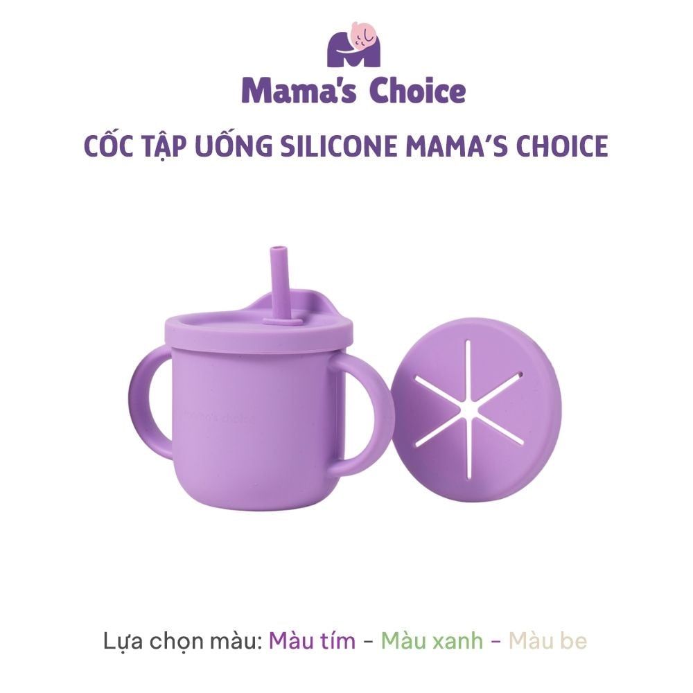 Cốc Tập Uống Silicone Mama's Choice, Thiết Kế Thông Minh Với Ống Hút và Tay Cầm Chắc Chắn