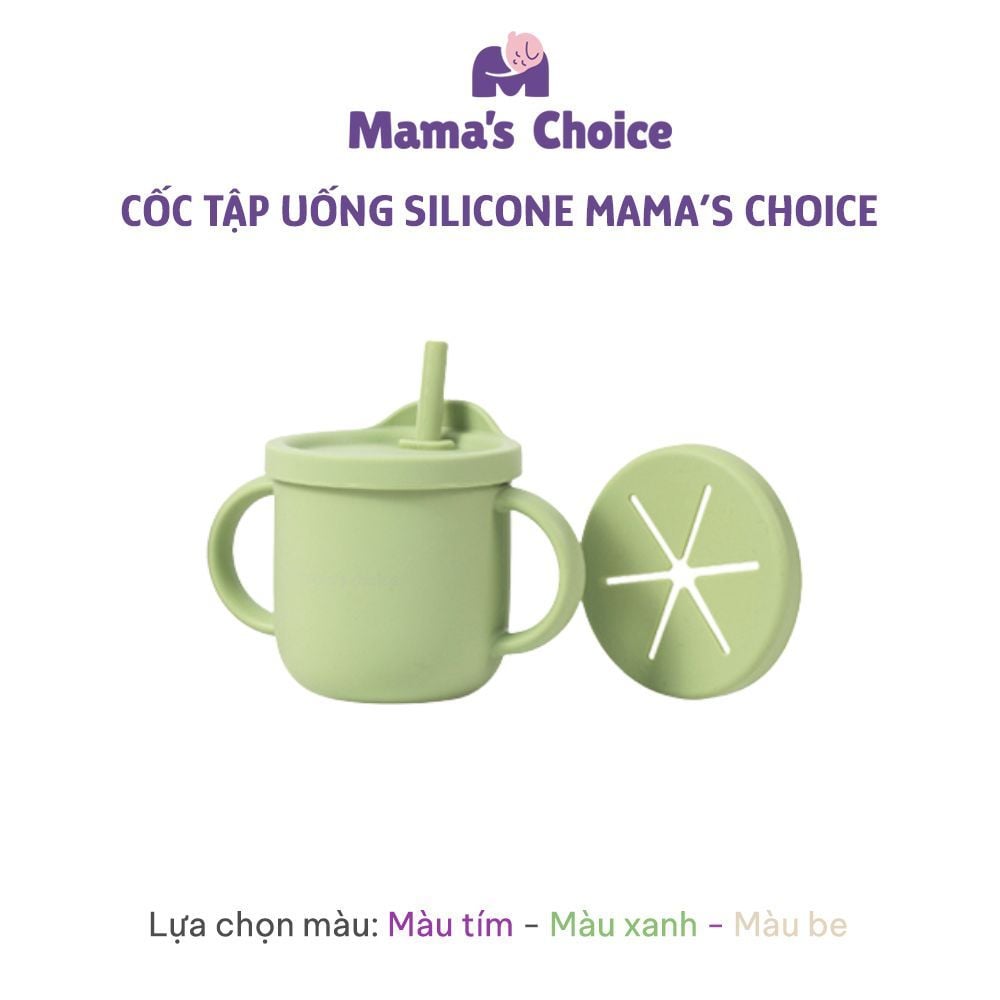 Bộ Ăn Dặm Cho Bé Thương Hiệu Mama's Choice, Combo Bát-Khay-Yếm-Thìa-Cốc Silicone Cao Cấp