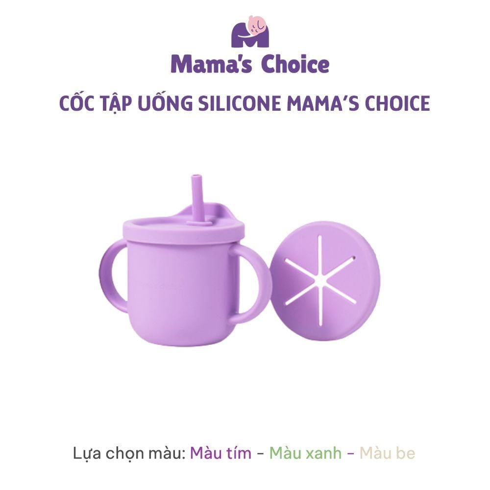 Bộ Ăn Dặm Cho Bé Thương Hiệu Mama's Choice, Combo Bát-Khay-Yếm-Thìa-Cốc Silicone Cao Cấp