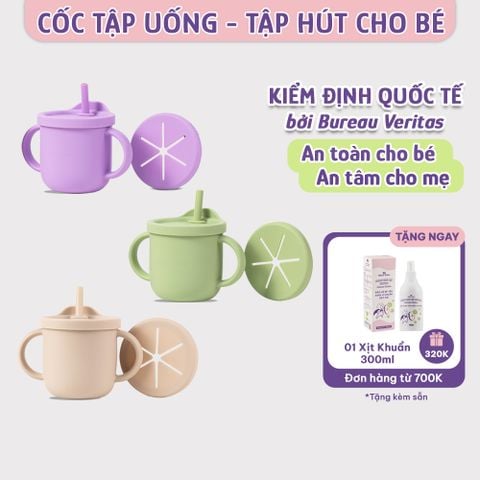 Cốc Tập Uống Silicone Mama's Choice, Thiết Kế Thông Minh Với Ống Hút và Tay Cầm Chắc Chắn