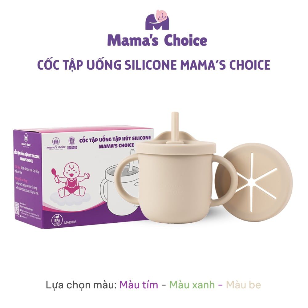 Cốc Tập Uống Silicone Mama's Choice, Thiết Kế Thông Minh Với Ống Hút và Tay Cầm Chắc Chắn