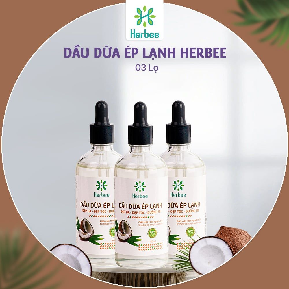 Dầu Dừa Ép Lạnh Herbee 2in1, Massage Cho Trẻ Sơ Sinh, Hỗ Trợ Mẹ Phục Hồi Nứt Đầu Ti và Cổ Gà Nhẹ (100ml)