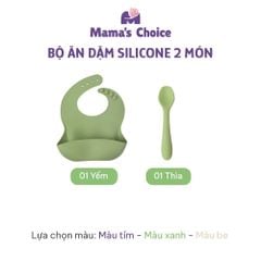 Bộ Ăn Dặm Cho Bé Thương Hiệu Mama's Choice, Combo Bát-Khay-Yếm-Thìa-Cốc Silicone Cao Cấp