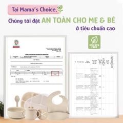 Bộ Ăn Dặm Cho Bé Thương Hiệu Mama's Choice, Combo Bát-Khay-Yếm-Thìa-Cốc Silicone Cao Cấp