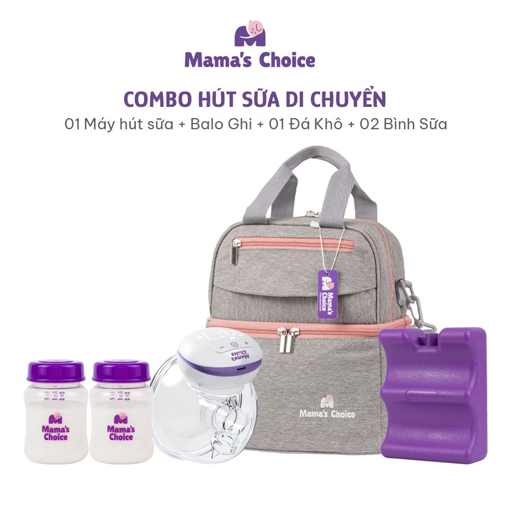 Hút Sữa Di Chuyển Mama’s Choice, Combo Thiết Kế Nhỏ Gọn, Hút Sữa Mọi Lúc Mọi Nơi, Bảo Quản Sữa Mẹ Lên Đến 14 Tiếng