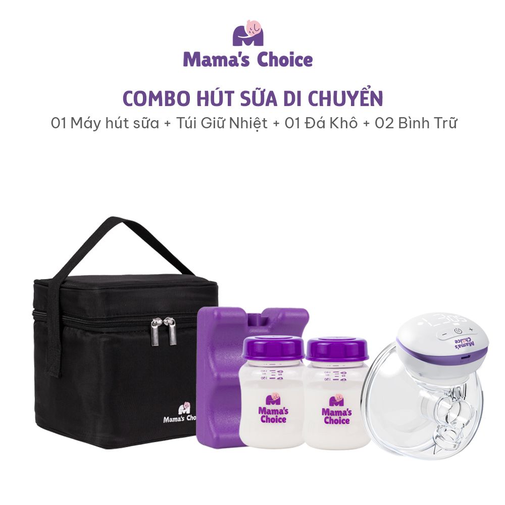 Hút Sữa Di Chuyển Mama’s Choice, Combo Thiết Kế Nhỏ Gọn, Hút Sữa Mọi Lúc Mọi Nơi, Bảo Quản Sữa Mẹ Lên Đến 14 Tiếng