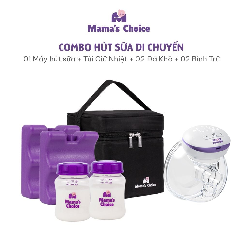 Hút Sữa Di Chuyển Mama’s Choice, Combo Thiết Kế Nhỏ Gọn, Hút Sữa Mọi Lúc Mọi Nơi, Bảo Quản Sữa Mẹ Lên Đến 14 Tiếng