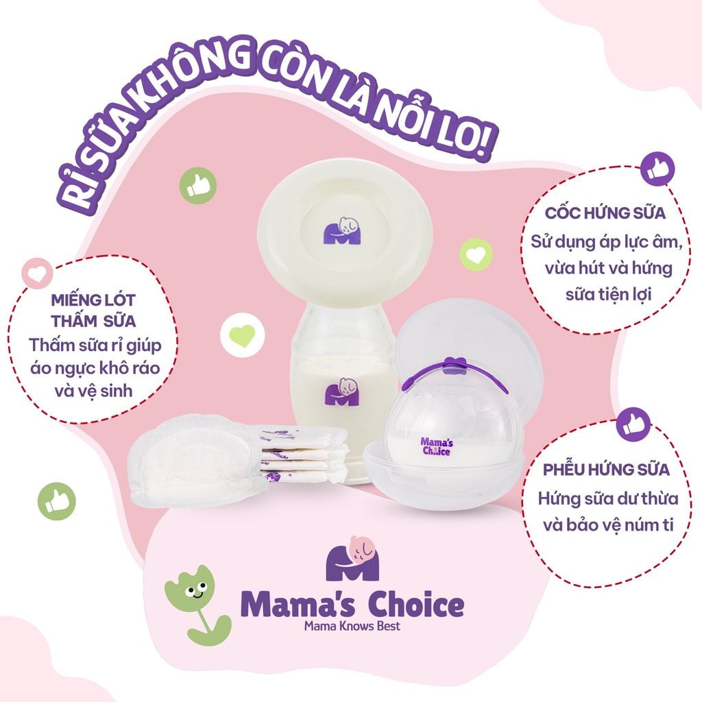 Combo Cốc Hứng Sữa, Phễu Hứng Sữa và Lót Thấm Sữa Mama's Choice, Tiện Lợi Tiết Kiệm Cho Mẹ Bầu và Sau Sinh