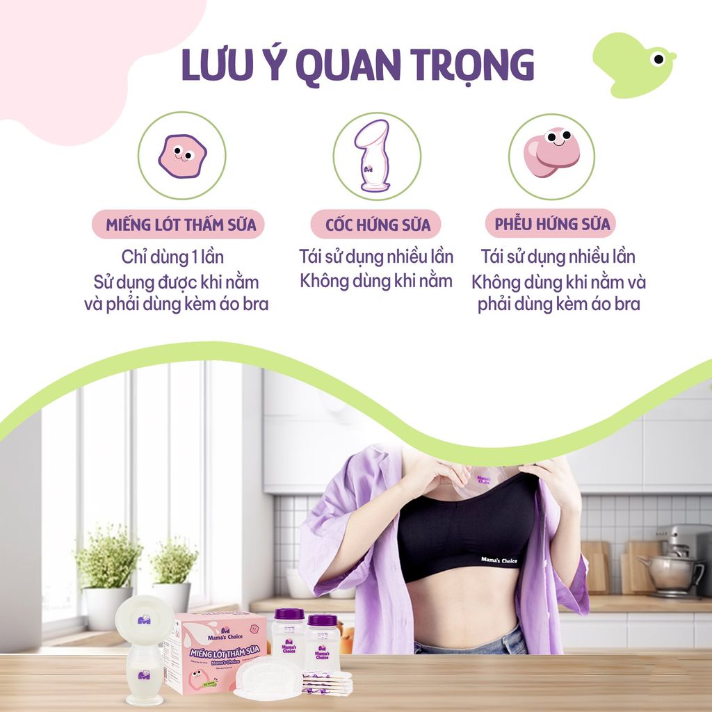 Combo Cốc Hứng Sữa, Phễu Hứng Sữa và Lót Thấm Sữa Mama's Choice, Tiện Lợi Tiết Kiệm Cho Mẹ Bầu và Sau Sinh