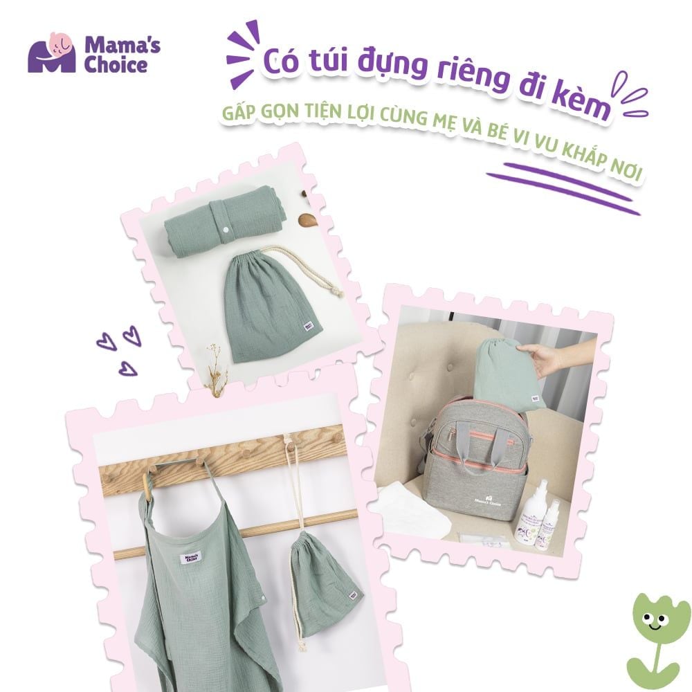 Khăn Choàng Cho Bé Bú Mama's Choice, Chất Liệu Vải Muslin Cao Cấp Mềm Mại Thoáng Khí và Độ Bền Cao