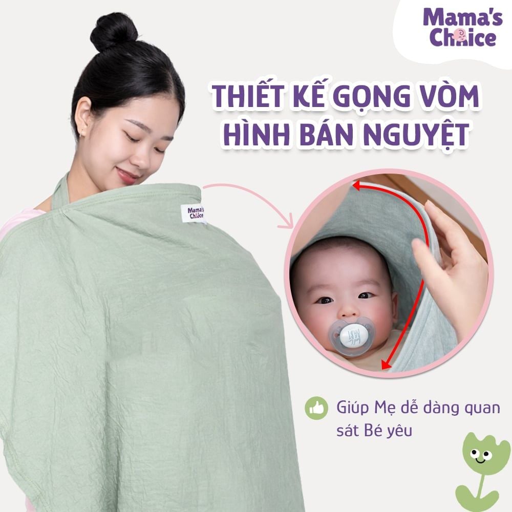 Khăn Choàng Cho Bé Bú Mama's Choice, Chất Liệu Vải Muslin Cao Cấp Mềm Mại Thoáng Khí và Độ Bền Cao