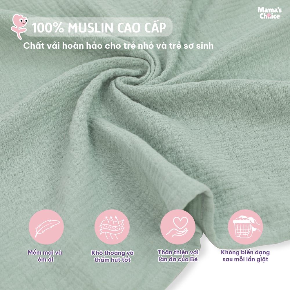 Khăn Choàng Cho Bé Bú Mama's Choice, Chất Liệu Vải Muslin Cao Cấp Mềm Mại Thoáng Khí và Độ Bền Cao