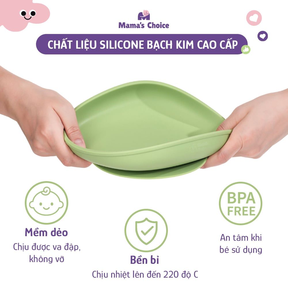 Khay Ăn Dặm Silicone Cho Bé Phiên Bản Mới Mama's Choice, Gọn Hơn, Dễ Vệ Sinh Hơn