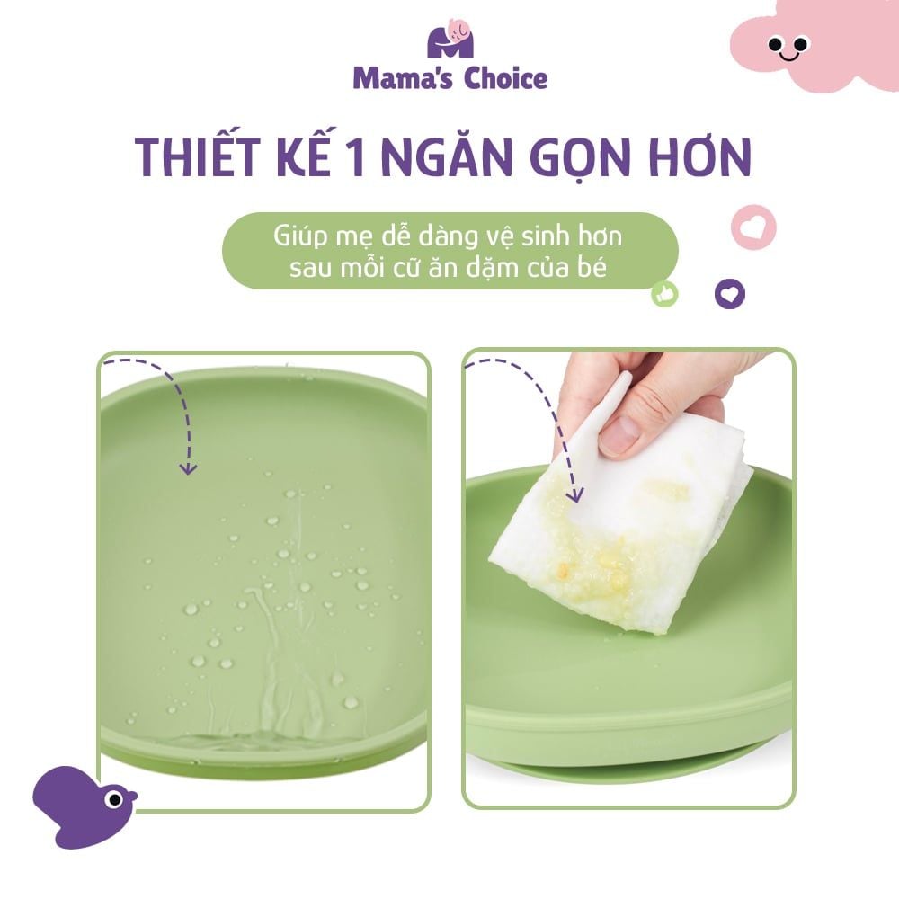 Khay Ăn Dặm Silicone Cho Bé Phiên Bản Mới Mama's Choice, Gọn Hơn, Dễ Vệ Sinh Hơn