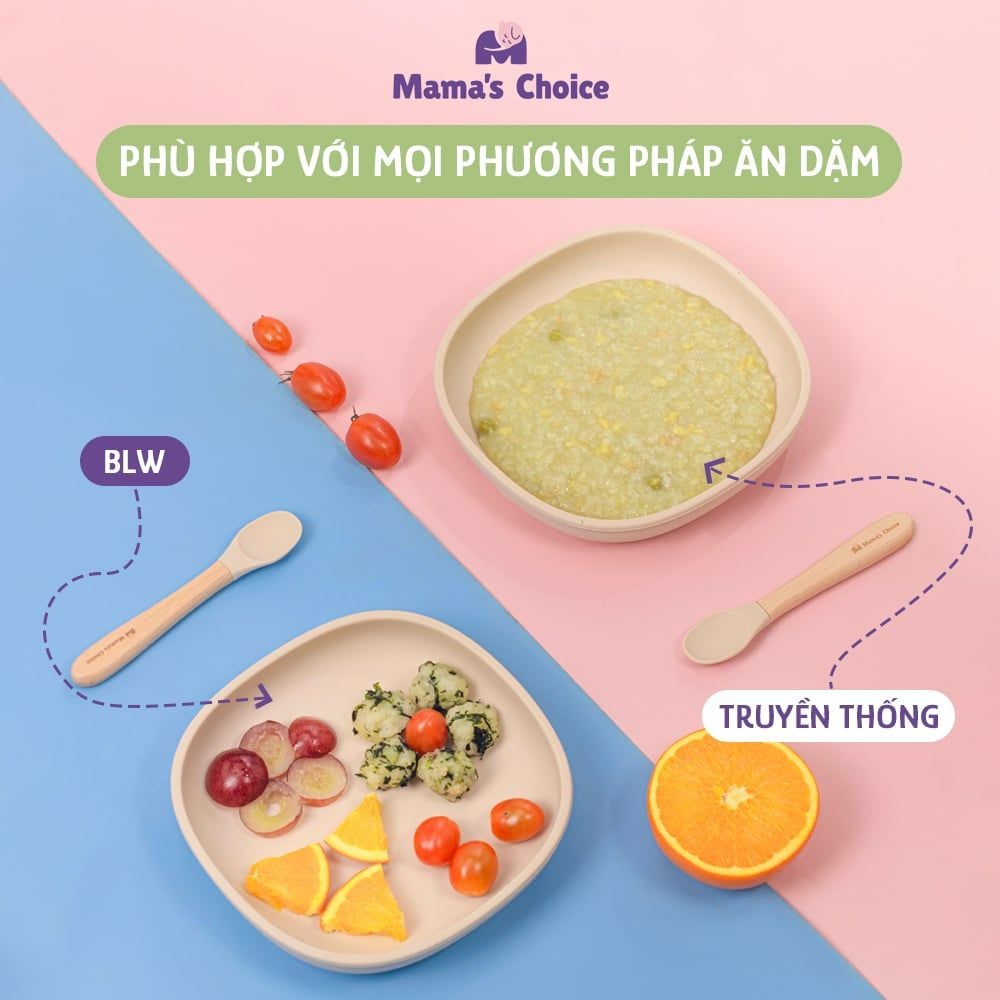 Khay Ăn Dặm Silicone Cho Bé Phiên Bản Mới Mama's Choice, Gọn Hơn, Dễ Vệ Sinh Hơn